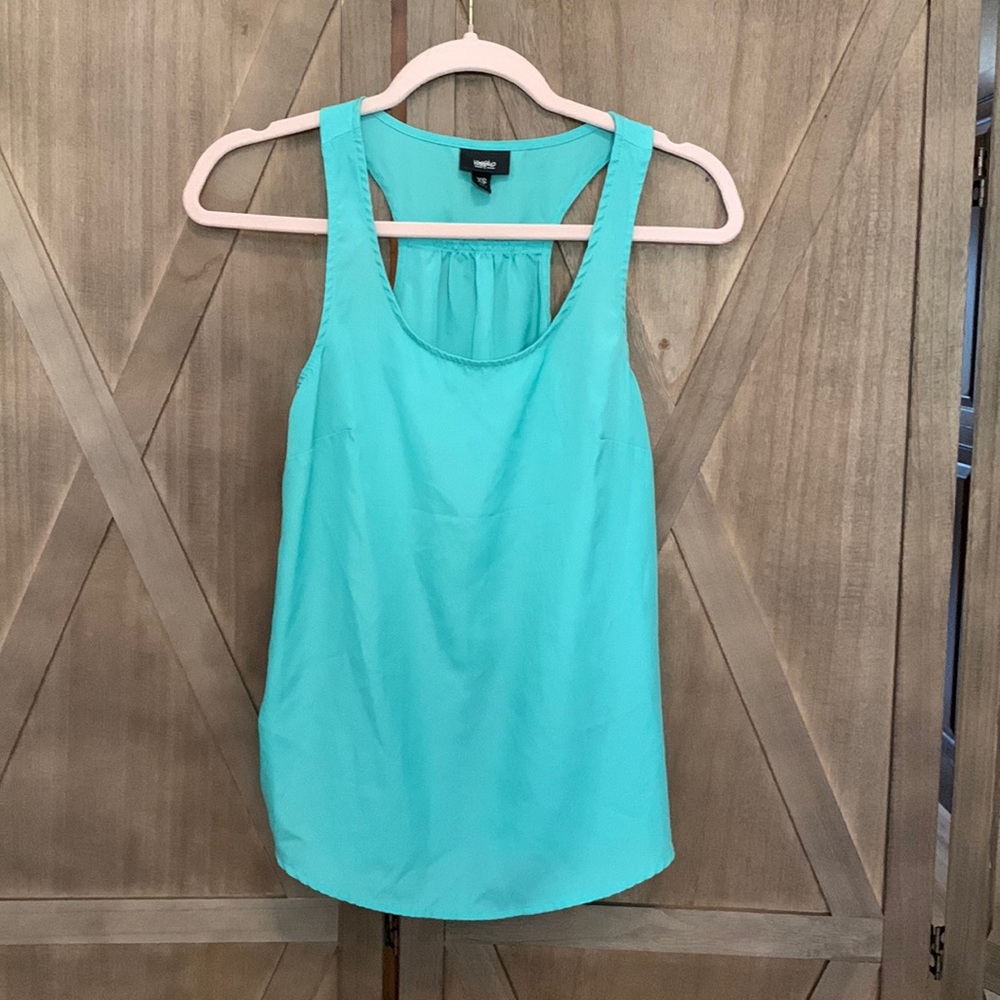 Aqua Teal Sleeveless Blouse - Racer Back Tank top - size XS